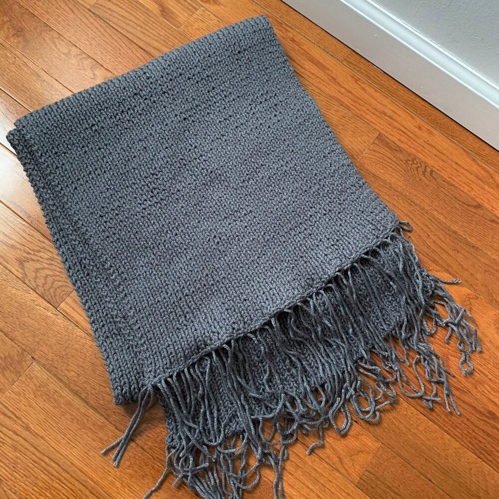 HANDMADE CROCHET BLANKET SCARF GRAY
